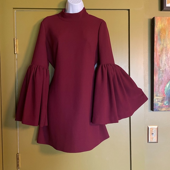 Nasty Gal Oxblood Bell Sleeve Mini Dress - Picture 3 of 9